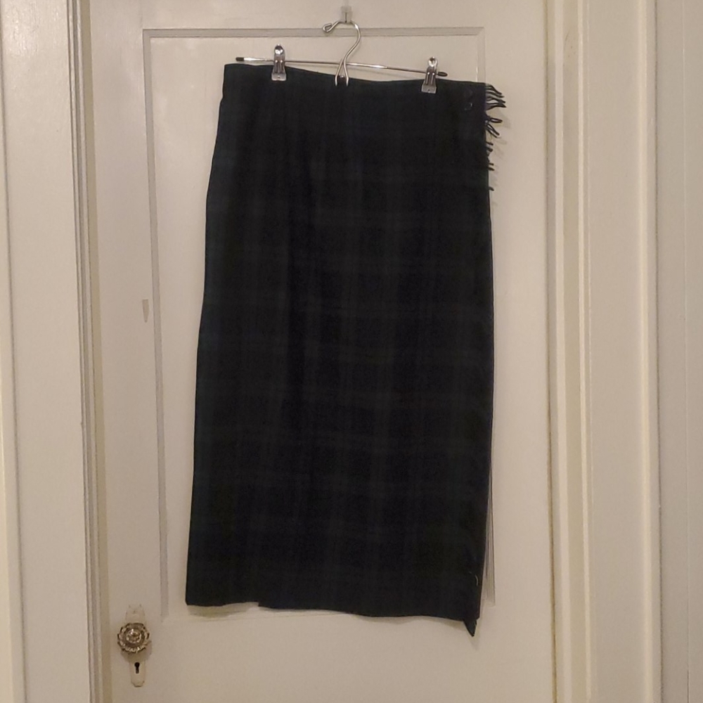 Vintage Raffaella wool plaid wrap skirt
